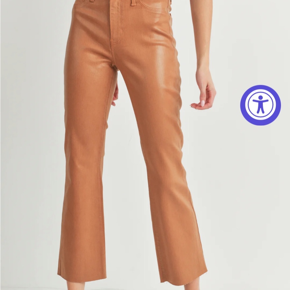 Just Black Denim Coated Kick Flare Jean in Caramel